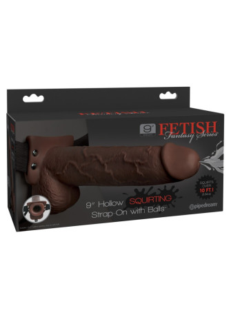 9" Hollow Squirting Strap-on with Balls